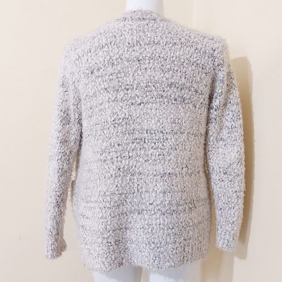 Cotton Emporium White Heathered Open Front Cold Weather Cardigan Sweater Large - Picture 5 of 8